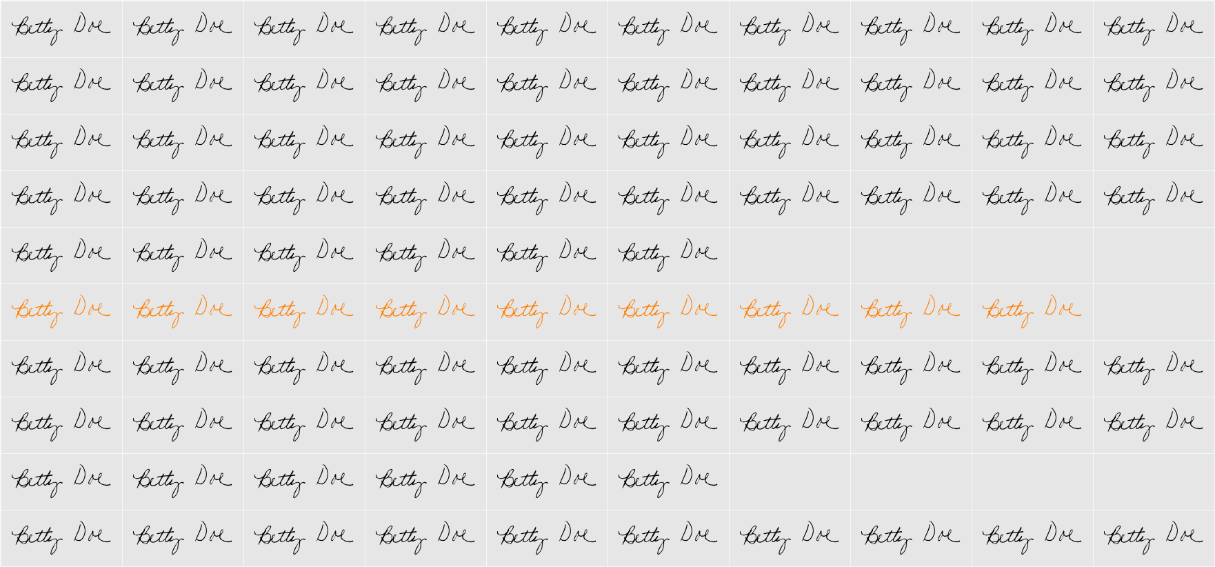 Signature (example) Character Map