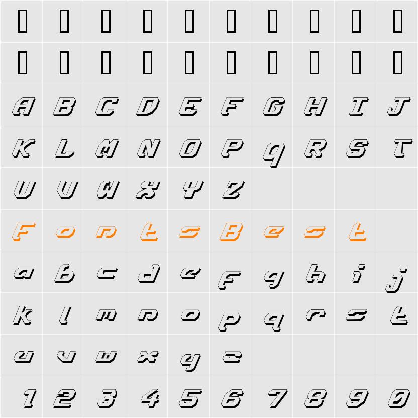 Ensign Flandry Shadow Italic Character Map