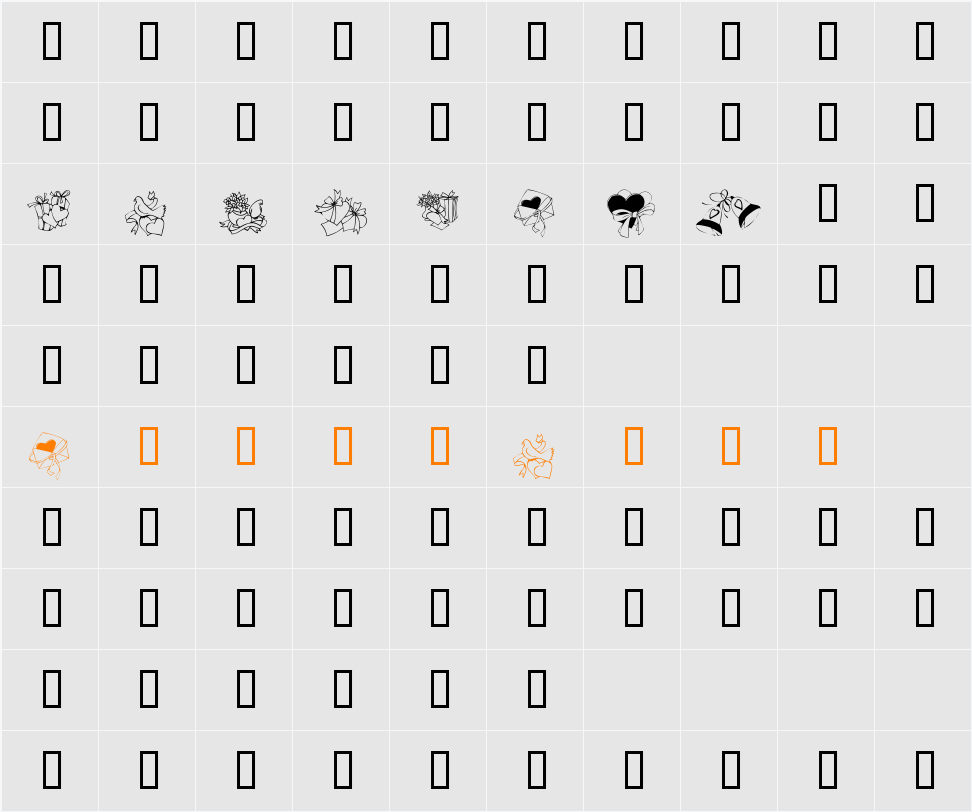 KR Cuori Divertenti 6 Character Map