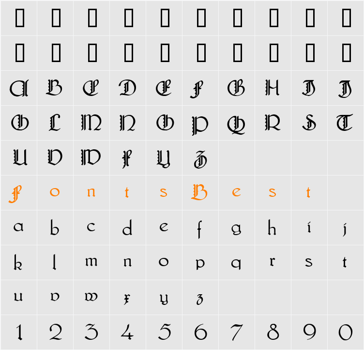 Lautenbach Fancy Caps Character Map