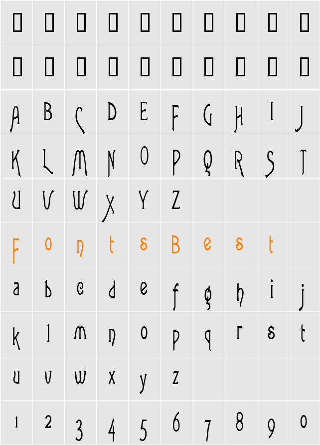 LoveLettersCondensed Character Map