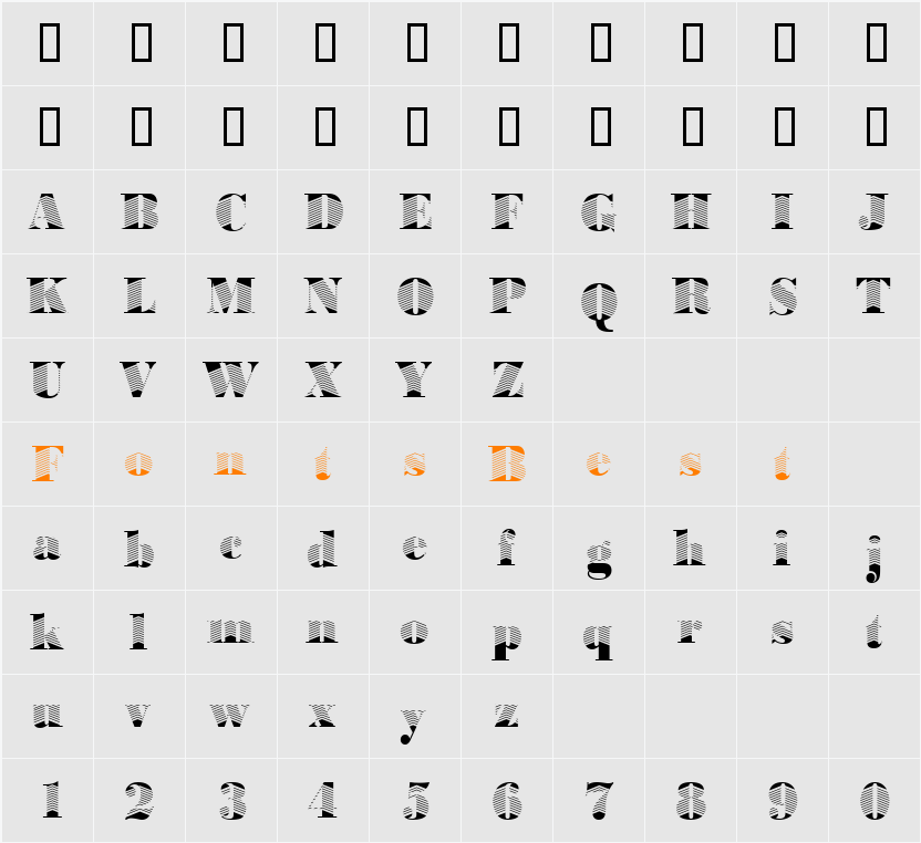 BodoniArrow Character Map