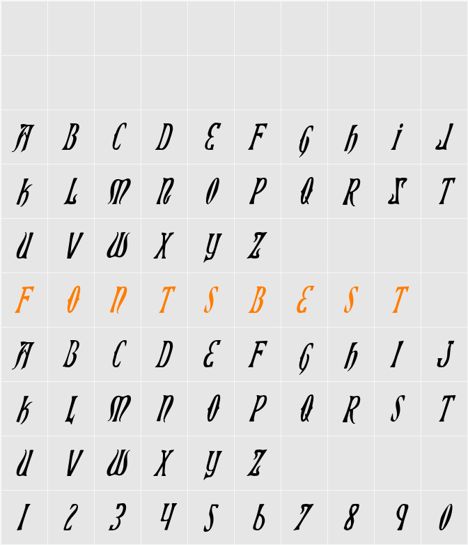 Xiphos Condensed Italic Character Map