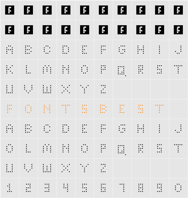Bright Lights Thin Character Map