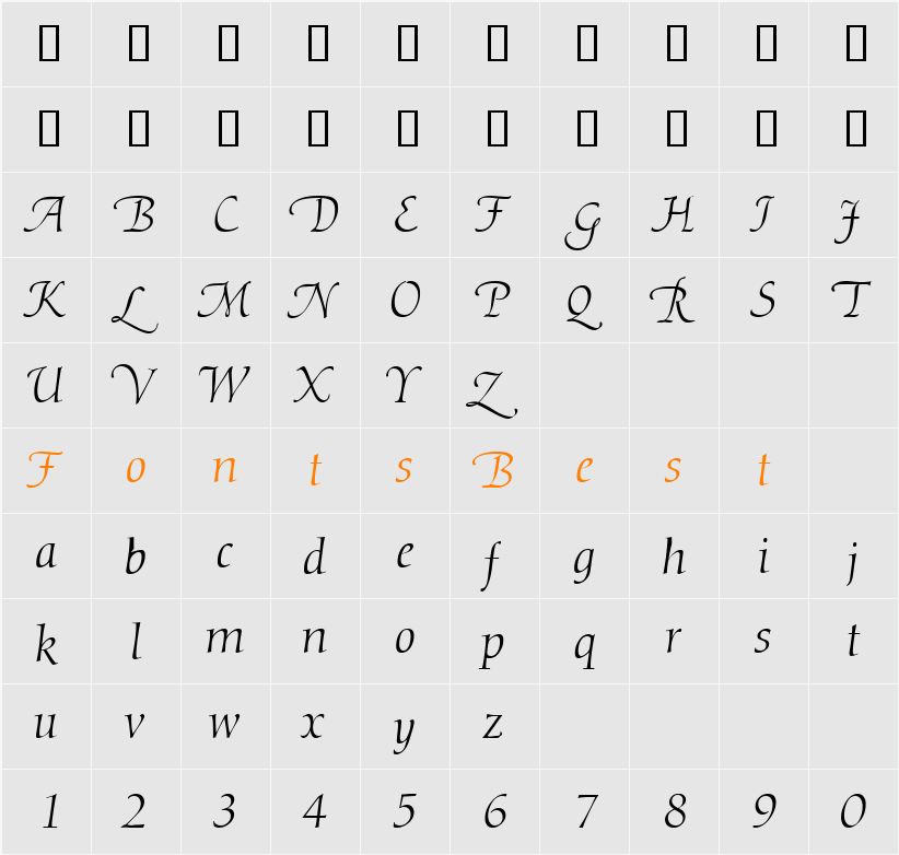 DinosaurSwashLetters Character Map