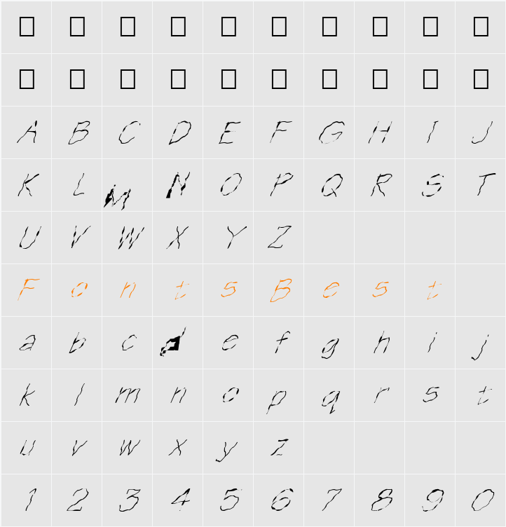 FZ HAND 1 WAVEY ITALIC Character Map