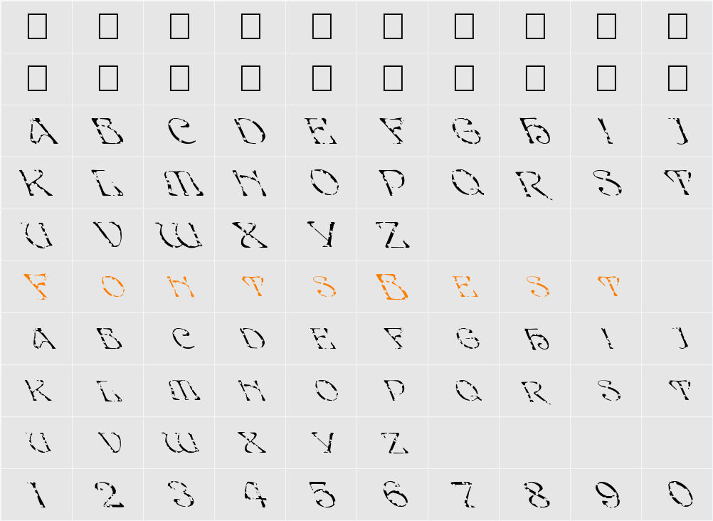 FZ JAZZY 20 HOLEY LEFTY Character Map