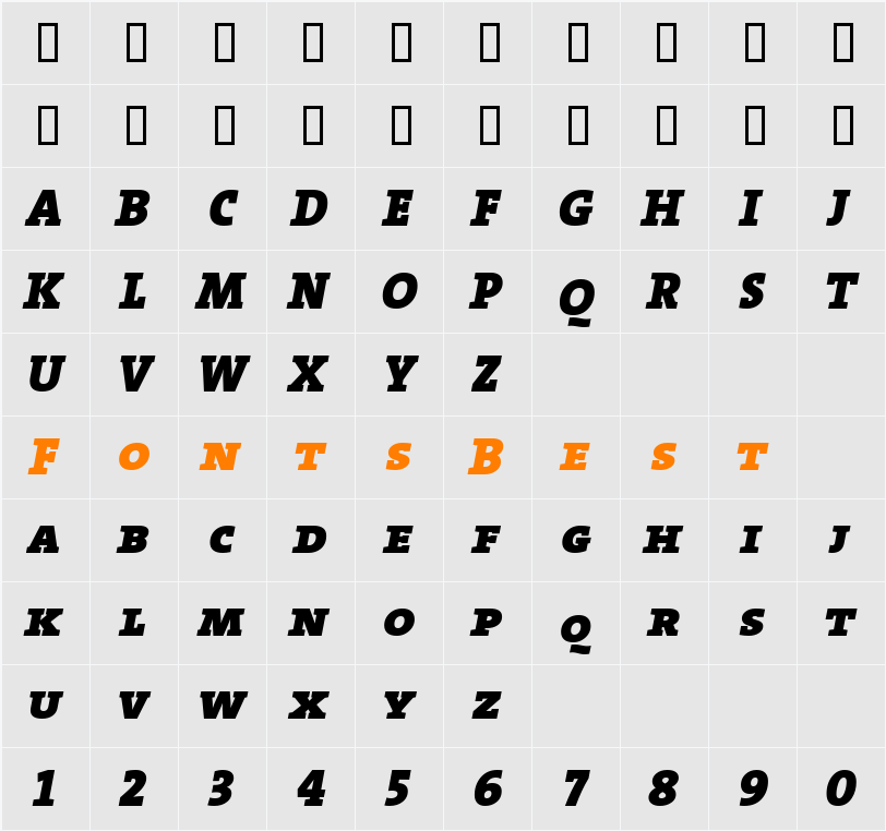TheSerifBlack Character Map