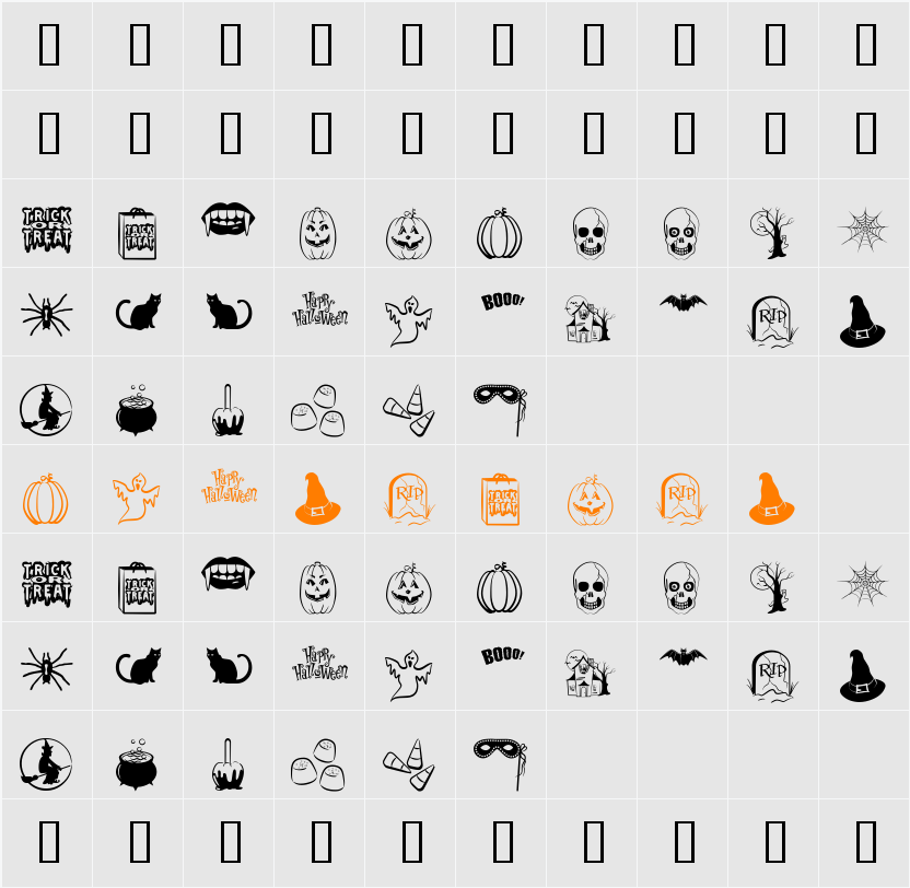 Trick or Treat BV Character Map