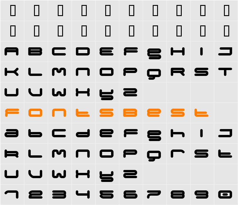 megabold Character Map