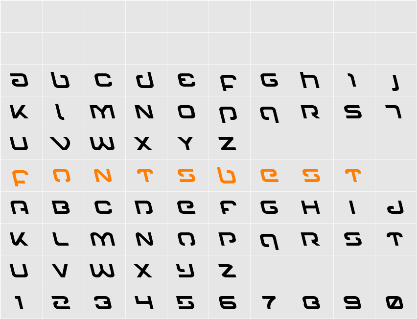 Gunrunner Leftalic Character Map