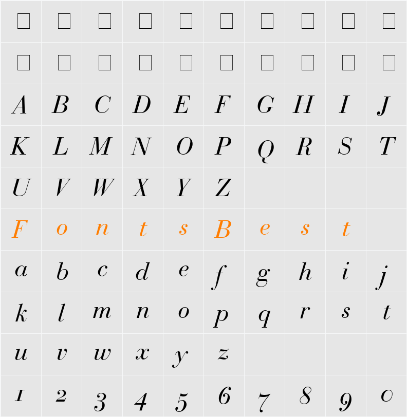 Bodoni Recut OldStyle SSi Character Map