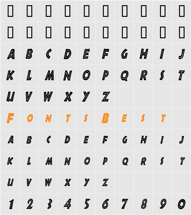 ShakazuluCondensed Character Map
