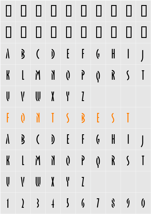 OklahomaSoft-Stencil Character Map