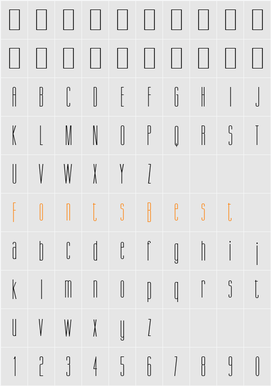 Gorgio-Condensed Character Map