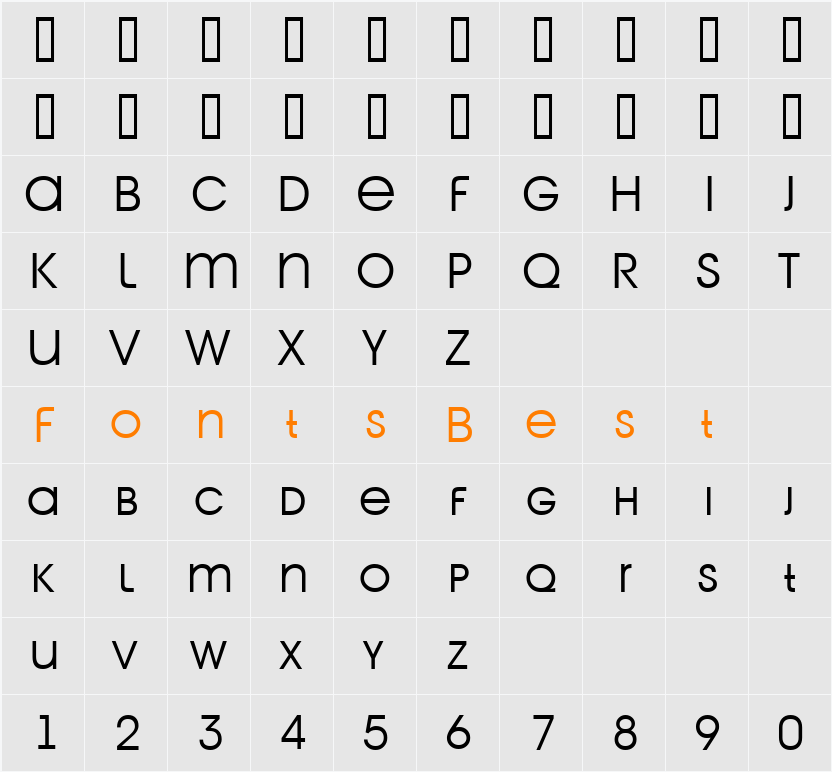 a_AvanteTitlerCpsLC Character Map