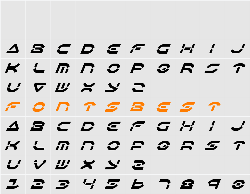 Oberon Deux Italic Character Map