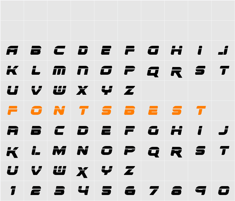 Renegado Laser Italic Character Map