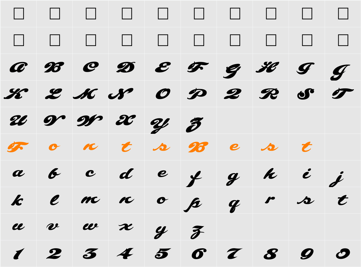 SCRIPT1 Bulletin Stub Character Map