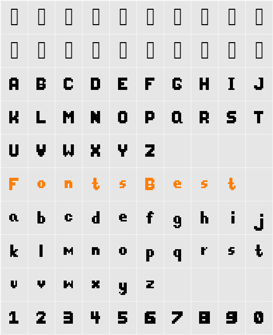Thixel Character Map