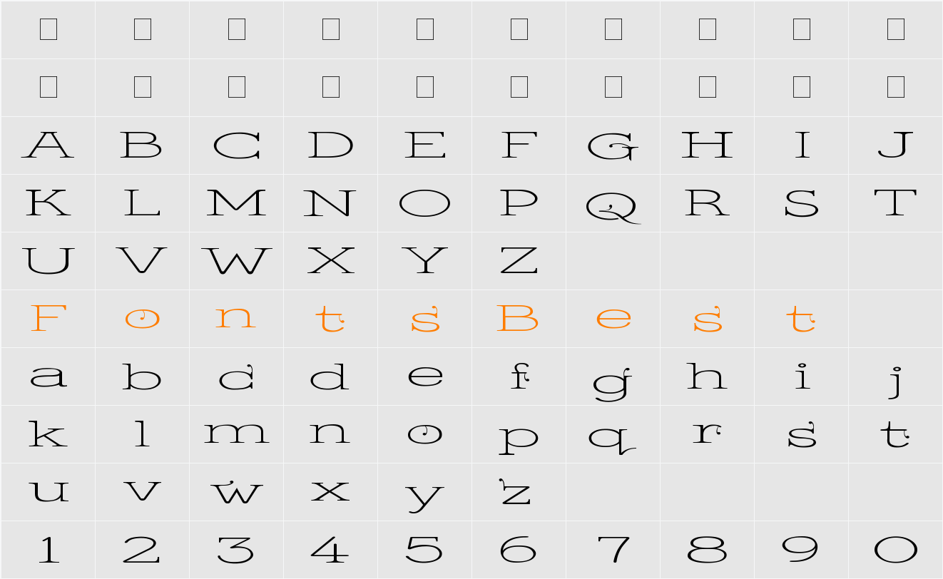 Kingthings Serifique UL Wide Character Map