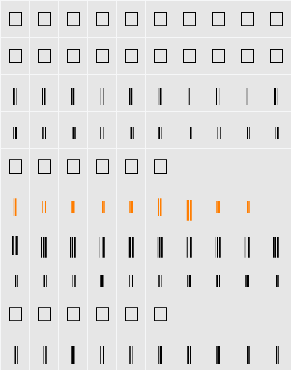UpcP36xTt Character Map