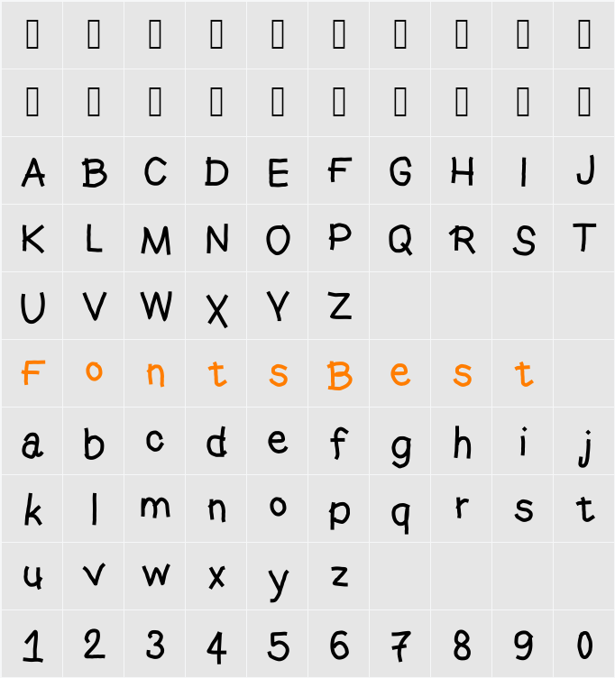 elissecondfont Character Map