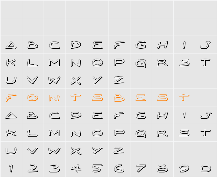 Jetta Bold Shadow Character Map