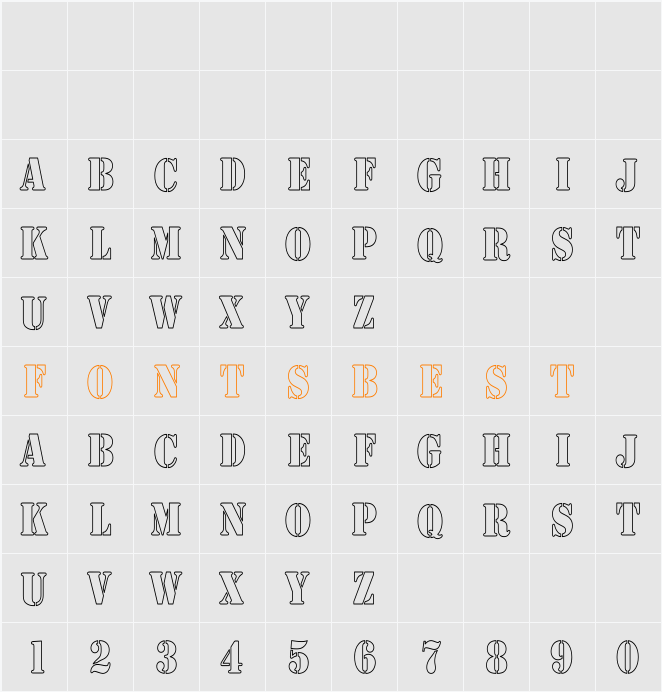 Rudy Hollow Thin Character Map