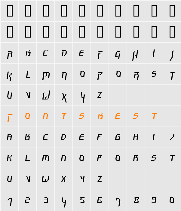 Hammerhead  Thin Character Map
