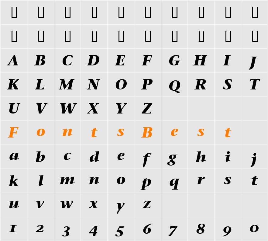 Stone Serif OS ITC TT Character Map