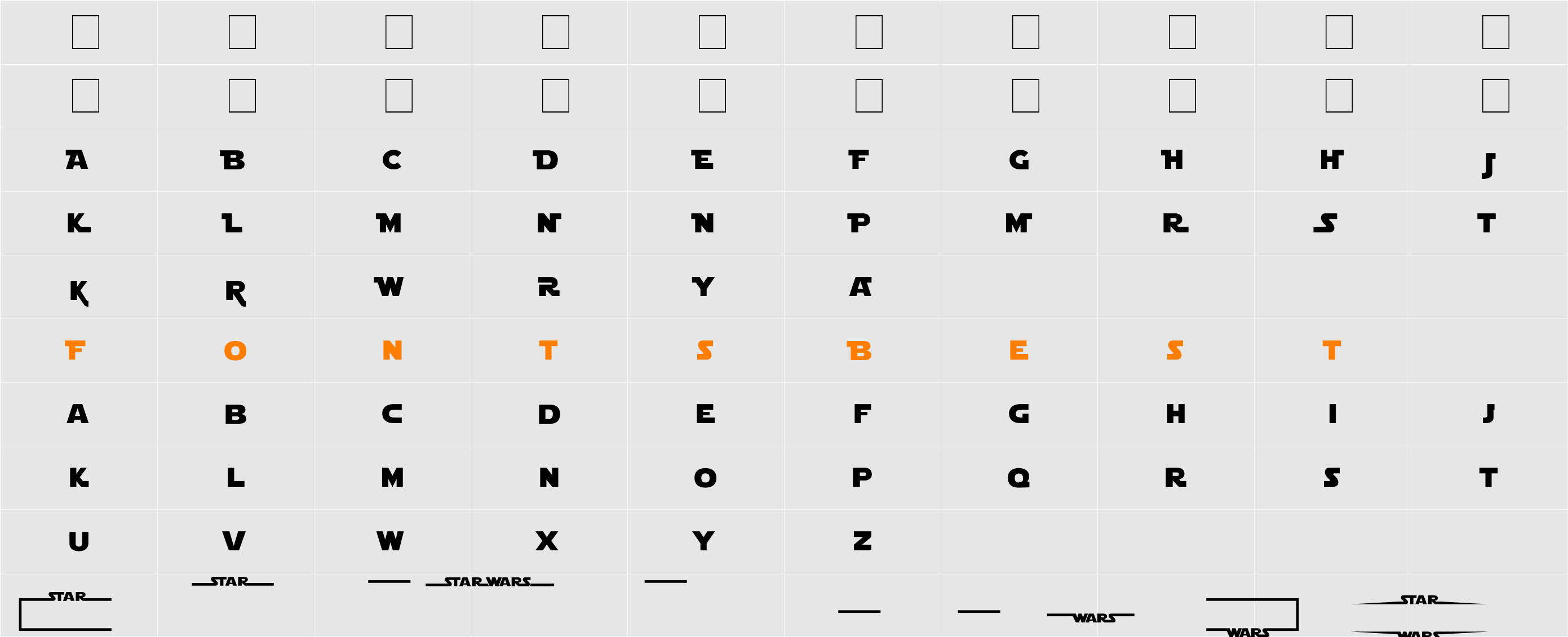 Star Jedi Logo MonoLine Character Map