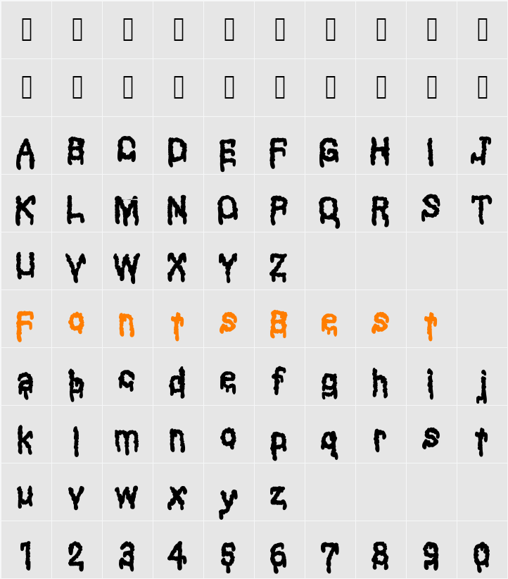 Black Shadow Character Map