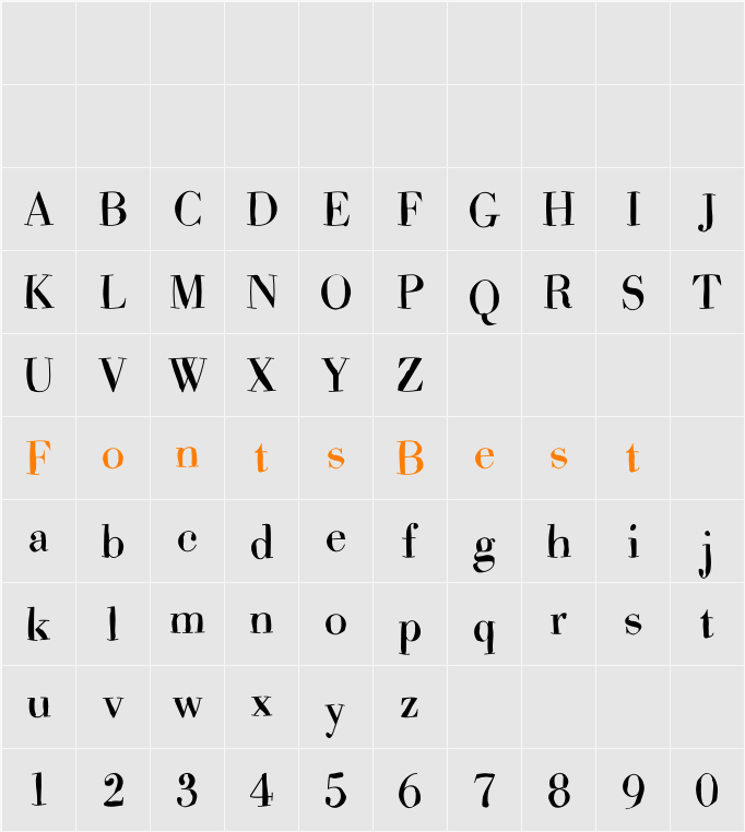 HasBodoniScribbled Character Map