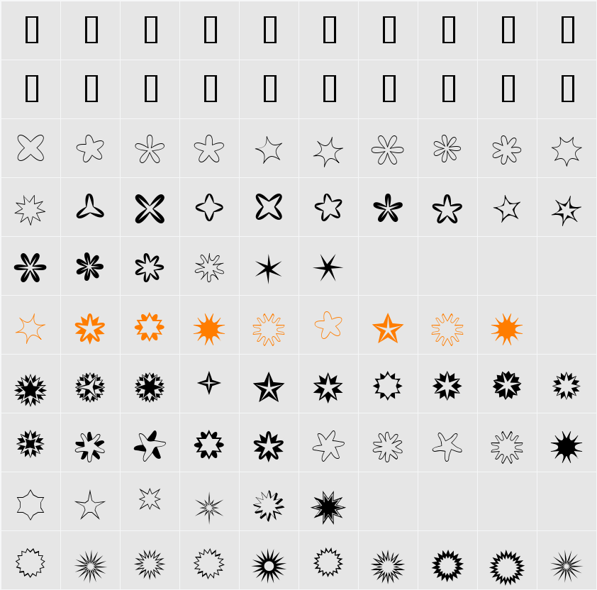 XStellaSternBright Character Map