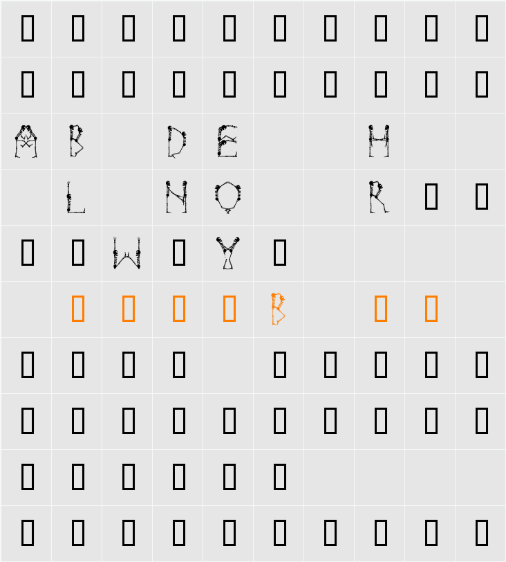 Boneyard Character Map