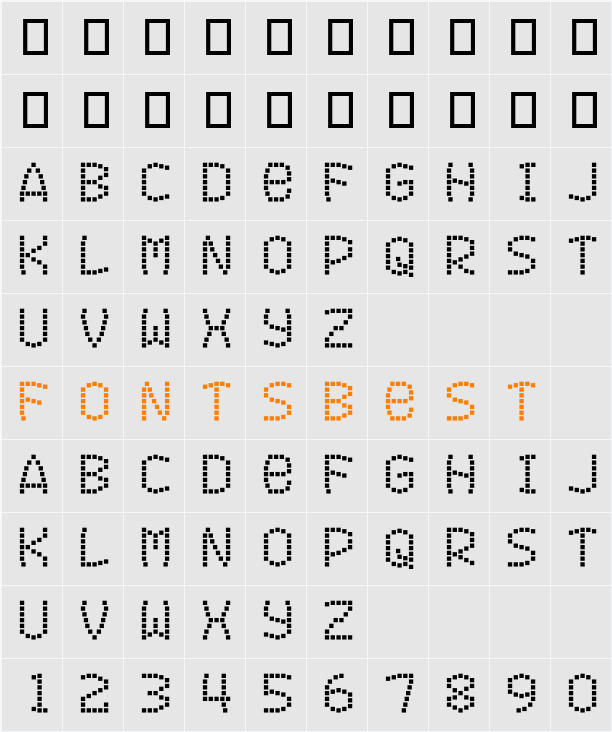 Exit font for a film Character Map