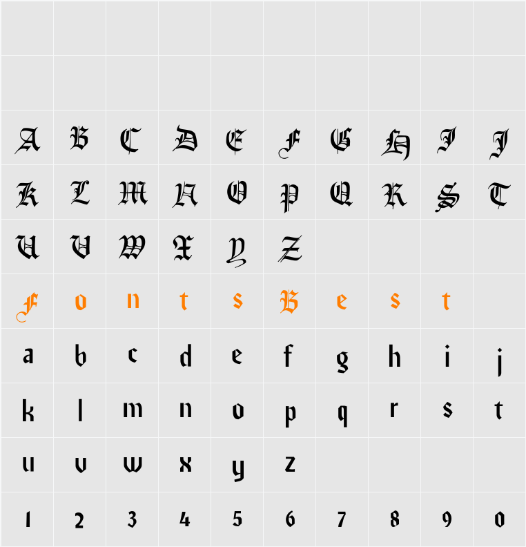 ImresFraktur Character Map
