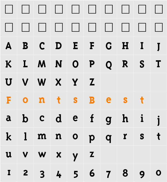 TriplexSerifBoldOldstyle Character Map