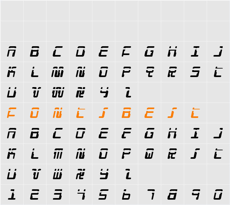 Droid Lover Laser Italic Character Map