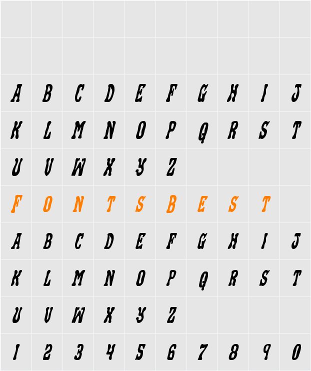 Black Gunk Italic Character Map