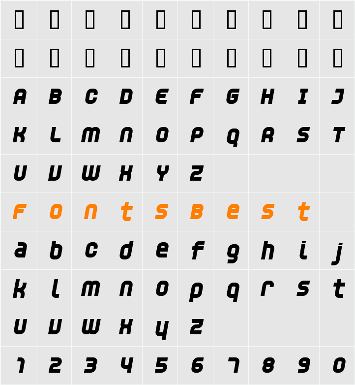 Unisect Character Map