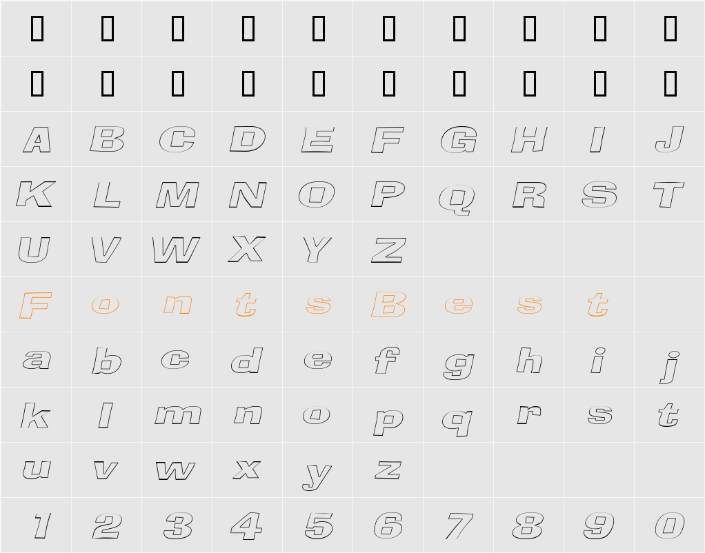 BloxOutlineExtended Character Map