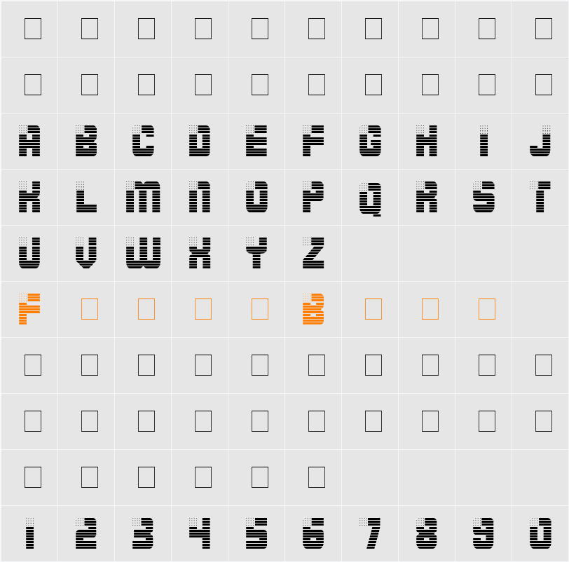 Fourth Display Caps SSi Character Map