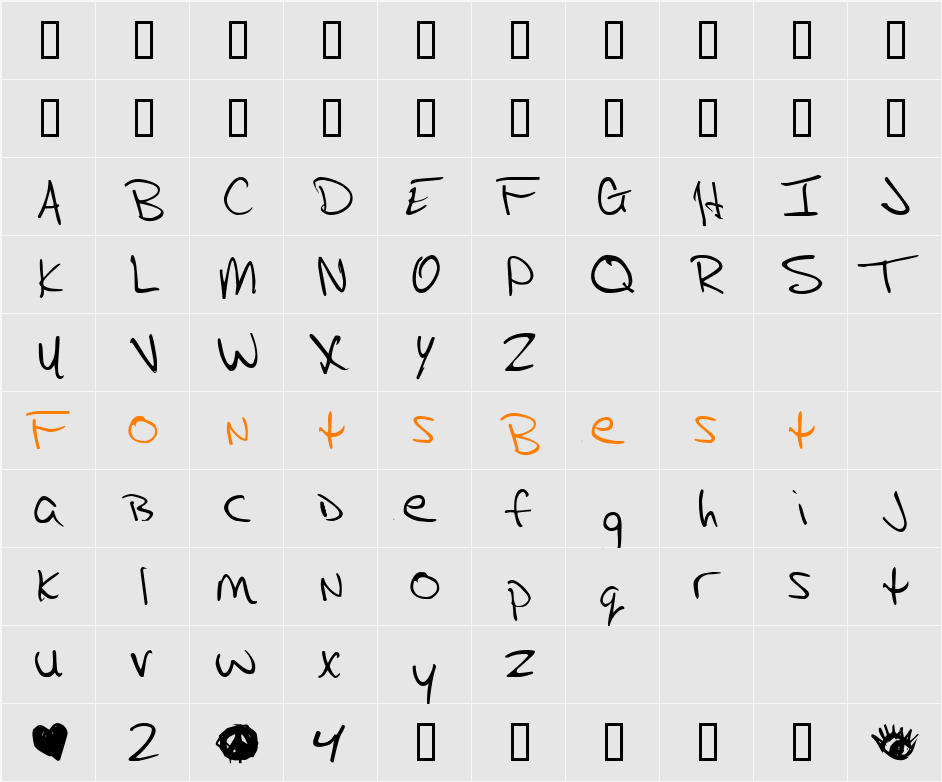 TupacHand Character Map