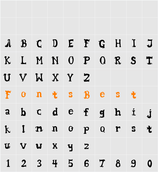 Wentira font Character Map