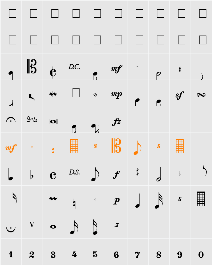Quintet SSi Character Map