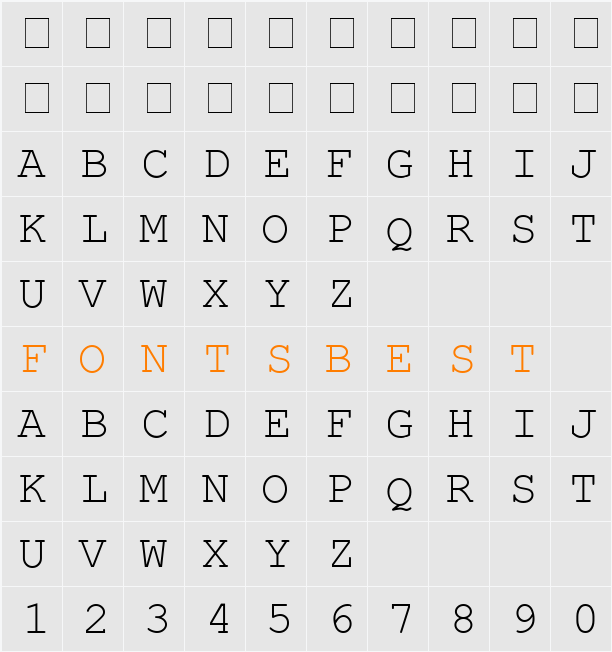 .VnCourier NewH Character Map
