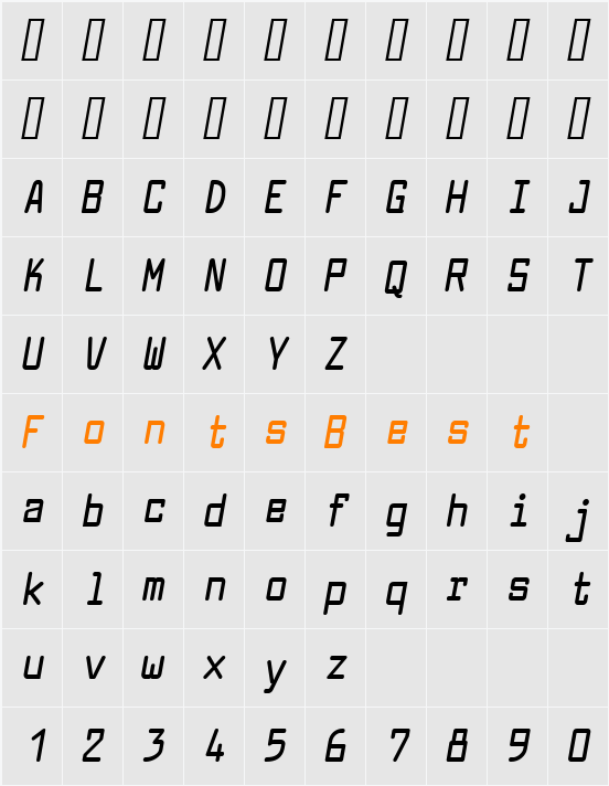 Larabiefont Condensed Character Map