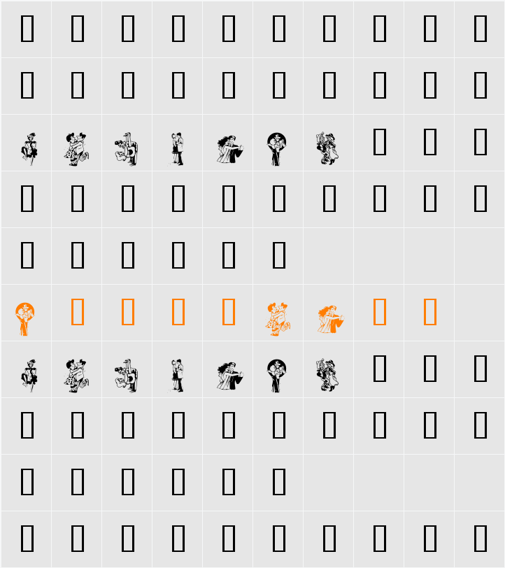 KR Kick Up Your Heels Character Map